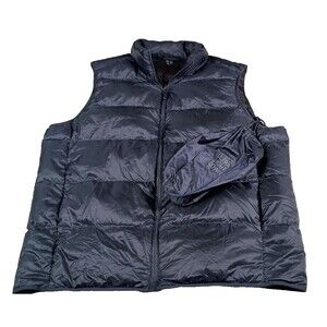 Uniqlo Womens Ultra Light Down Vest Packable Navy Blue Size M Quilted Puffer Zip